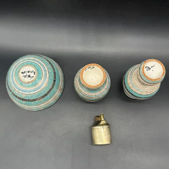 Mid Century Modern Seta SGRAFFITO Smoking Set Aldo Londi Bitossi 1950s Italy - Picture 4 of 13